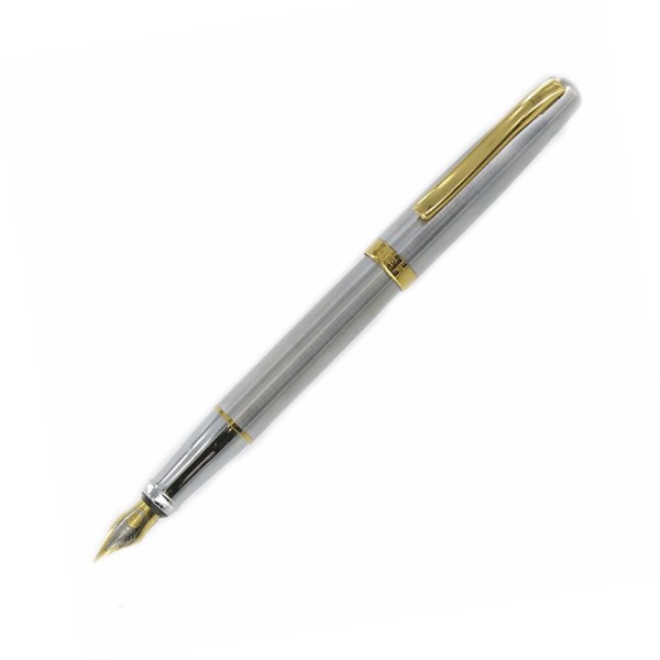 Duke Fountain Pen Satin Silver Finish With Gold