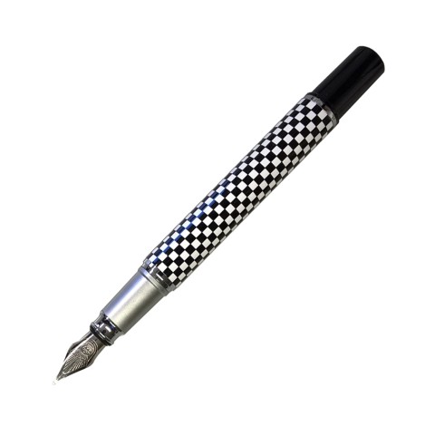 Le Mans Fountain Pen Black & Silver Checked