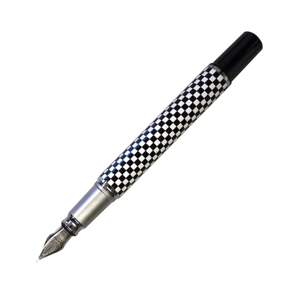 Le Mans Fountain Pen Black & Silver Checked