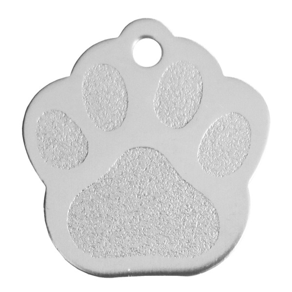Aluminium Pet Tag Paw Print Medium 30 x 28mm