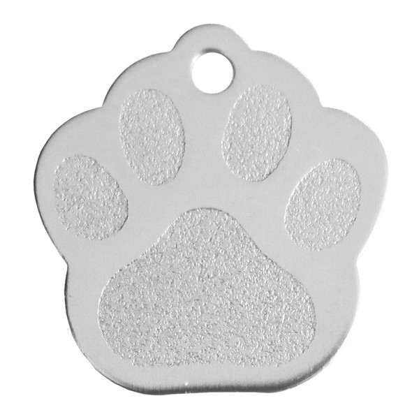 Aluminium Pet Tag Paw Print Large 33 x 35mm
