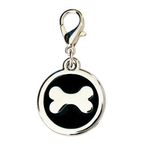 Enamelled Metal Pet Tag Bone Inlay Round 25mm