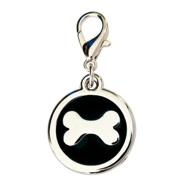 Enamelled Metal Pet Tag Bone Inlay Round 25mm