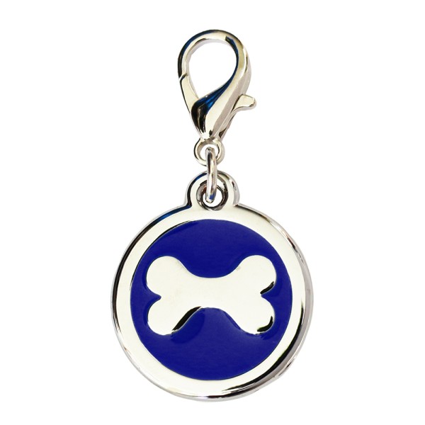 Enamelled Metal Pet Tag Bone Inlay Round 25mm