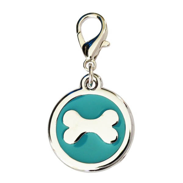 Enamelled Metal Pet Tag Bone Inlay Round 25mm