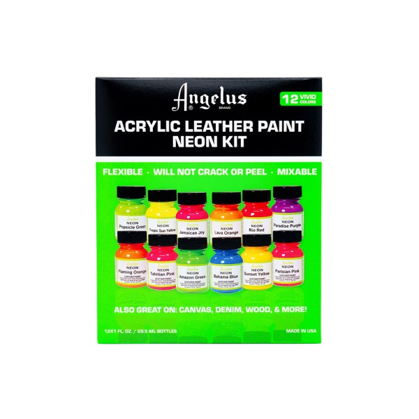 Angelus Acrylic Paint Neon Kit Box inc 12 x 1...