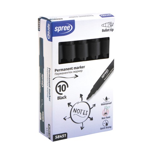 Spree Permanent Marker Round 4.5mm Tip Pack of 10