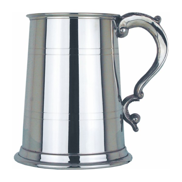 Georgian Handle Two Line One Pint Pewter Tankard