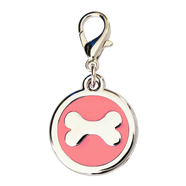 Enamelled Metal Pet Tag Bone Inlay Round 25mm