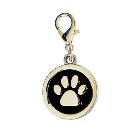 Enamelled Metal Pet Tag Paw Print Inlay Round 25mm