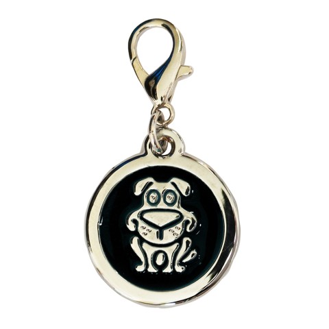 Enamelled Metal Pet Tag Dog Inlay Round 25mm
